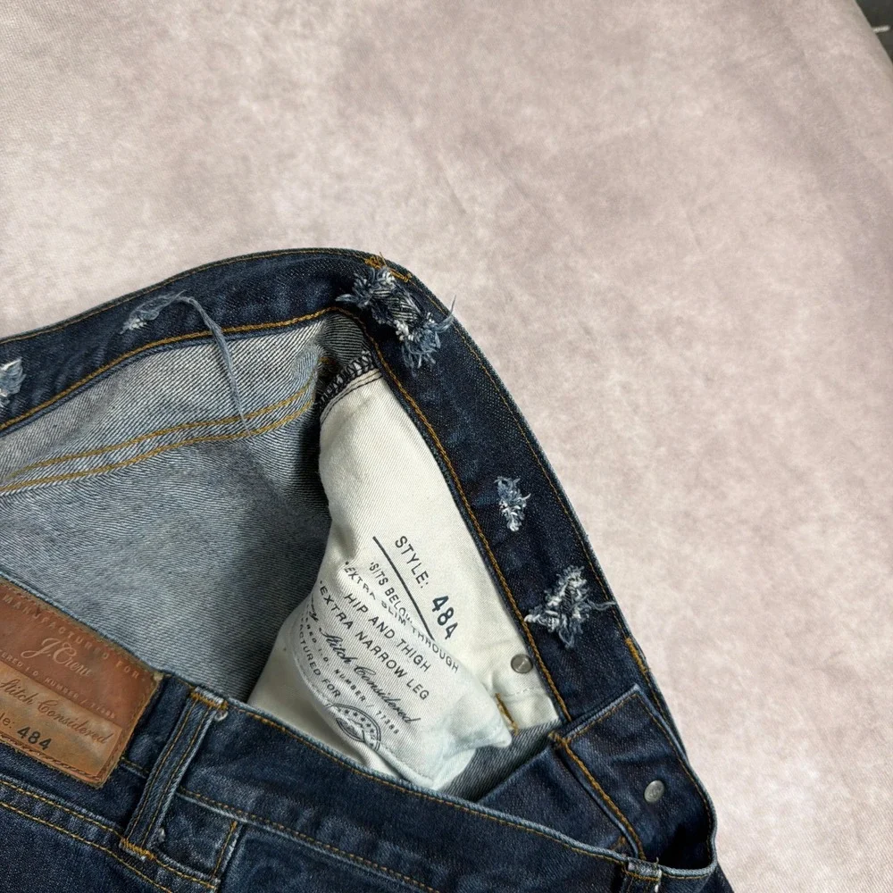 J.Crew 484 Slim‎ Fit Jeans Japanese Kaihara Denim 36x32 Dark Indigo Blue Mens
